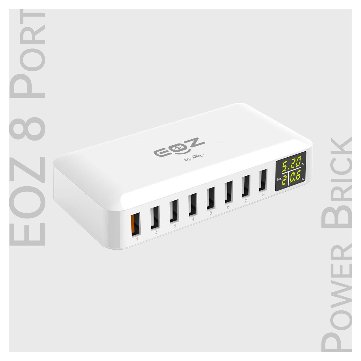 EOZ 8-port USB Charging  Brick - US 2 Flat Pin Plug