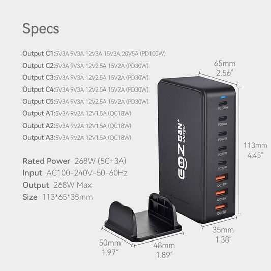 268W GaN+ Charging Brick - US/UK/EU Plug
