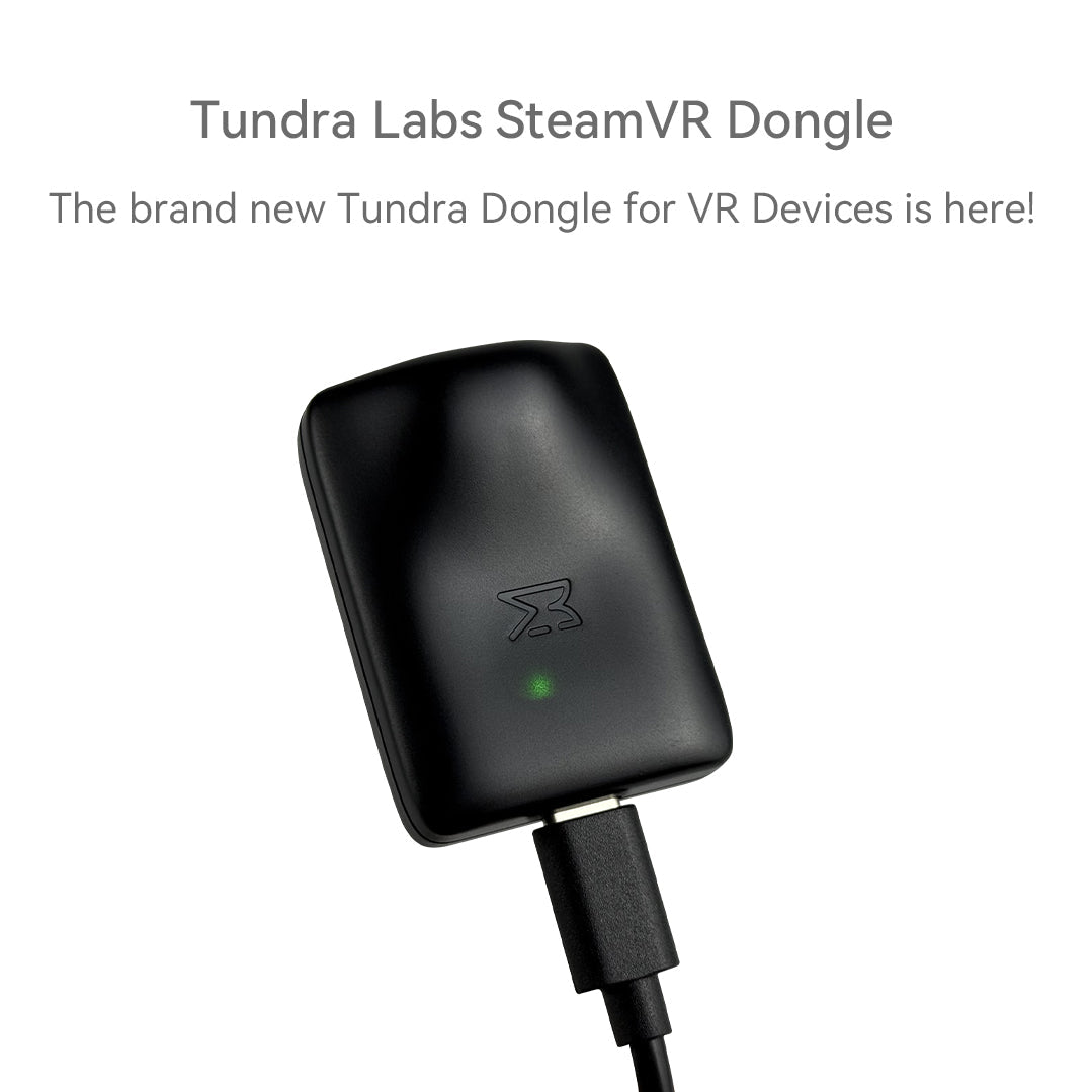 Tundra Labs SteamVR Dongle on a white background with Tundra Labs branding.