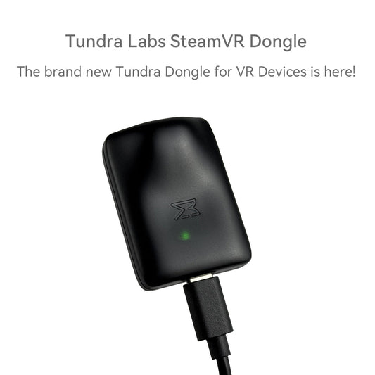 Tundra Labs SteamVR Dongle on a white background with Tundra Labs branding.